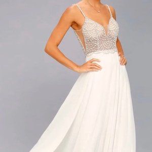 LULU's Beaded Rhinestone Wedding Gown